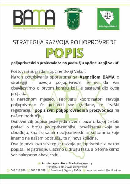 Koordinatori razvoja poljoprivrede u februaru vrše registraciju i popis