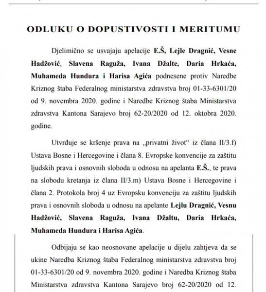 Ustavni sud BiH usvojio apelaciju: Neustavno obavezno nošenje maski u Federaciji