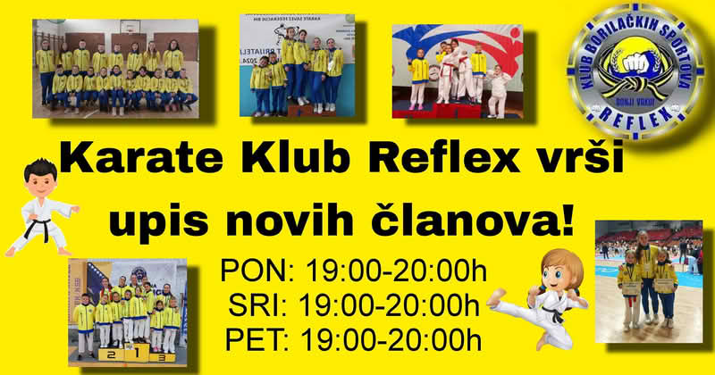 Klub borilačkih sportova REFLEX vrši upis novih članova