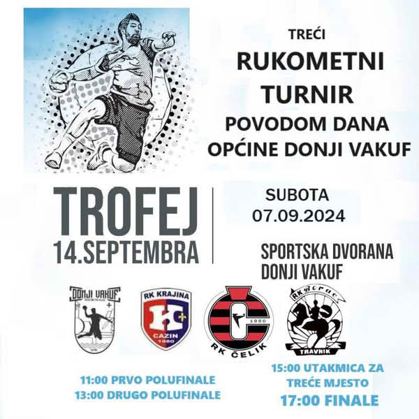 RK Donji Vakuf,  organizuje turnir TROFEJ 14. septembra